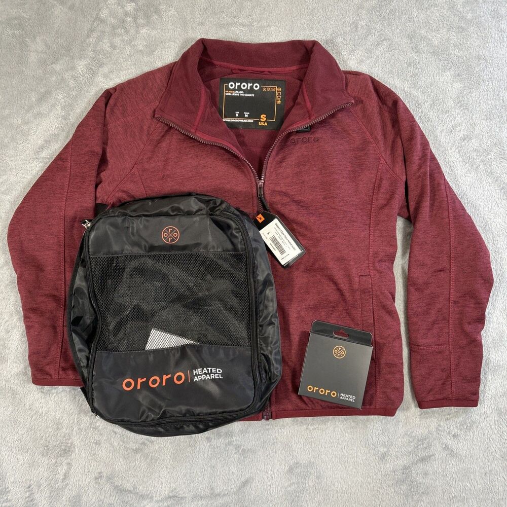 Ororo 3 Zone Heated Fleece Jacket Womens Small Red Full Zip Warm Outer Mid Layer